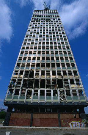 The bombed out headquarters of the Milosevic regime.