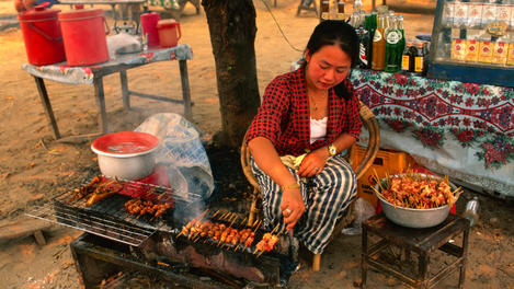 Streetside grill in Luang Prabang