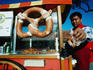 Man selling pretzels in Ghirardelli Square.