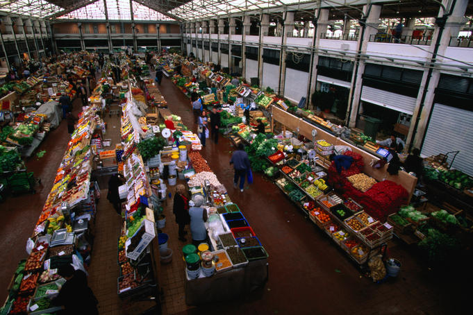 Mercado de Ribeira is a large fresh produce market with fruit and vegetables, Cais de Sodre.