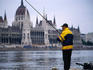 A fisherman with a view, fishing the Danube River across from the Budapest Parliament Buildings.