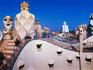 Sunlit panorama of La Padrera rooftop, designed by Gaudi - Barcelona, Cataluna