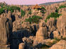 Pagoda and limestone karst formations in the Stone Forest.