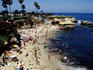 La Jolla Cove dotted with beachgoers.