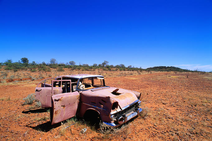 Mereenie Loop Road Red Centre Way Image Abandoned Car Northern Territory