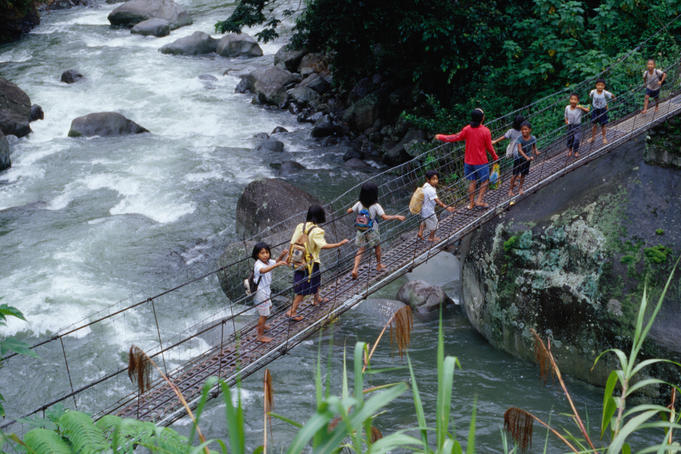 Schoolchildren from the Cordillera Mountains in the Banaue region.