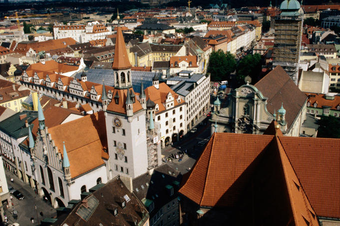 Old town hall from St Peters Church, Munich