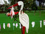 Stork with baby rural kitsch art.