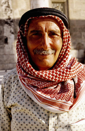 Portrait of guide in keffiyeh.