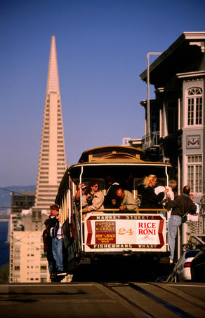 Cable car on Nob Hill.