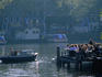 Outdoor cafe on canal.