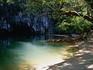 Entrance to underground river with canoes, St Paul's Subterranean National Park.