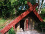 Exterior of Maori house in buried village.