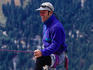 A climber begins an abseil way above Yosemite Valley.