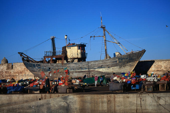 Fishing boat being repaired, Essaouira