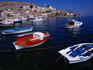 Moored boats in harbour.