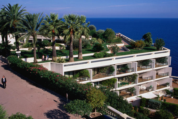 Rooftop garden on the seaside.