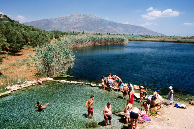 Moustos Lake therapeutic baths on Astros to Agios Andreas road.