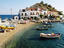 Fishing village boats and houses.