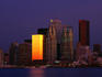 City skyline at night.