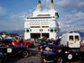 Classic car rally embarks on Nice ferry.