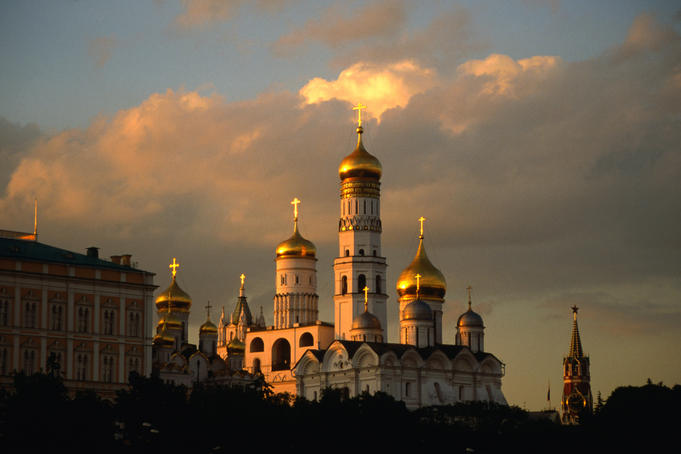 Ivan the Great Bell Tower, sandwiched between Kremlin cathedrals.