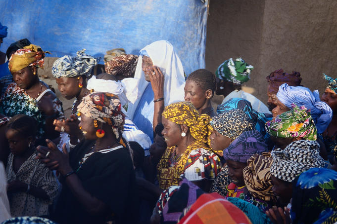 A group of Fela women celebrating a bride-to-be's forthcoming wedding in a village near Mopti - Mopti