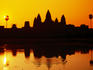 Sunrise over temple and sacred pond, Angkor Wat.