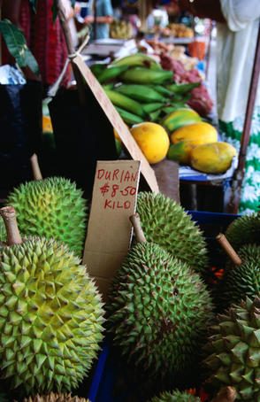 Durian and other tropical fruits abound at Rusty's Bazaar in Cairns.