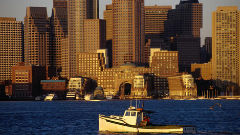 Boston Harbor and city skyline.