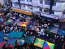 Aerial view of marketplace.