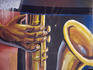 Mural detail: playing the saxophone
