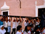 Men carrying cross, Semana Santa procession.