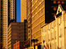 Building on Marine Drive at sunset.