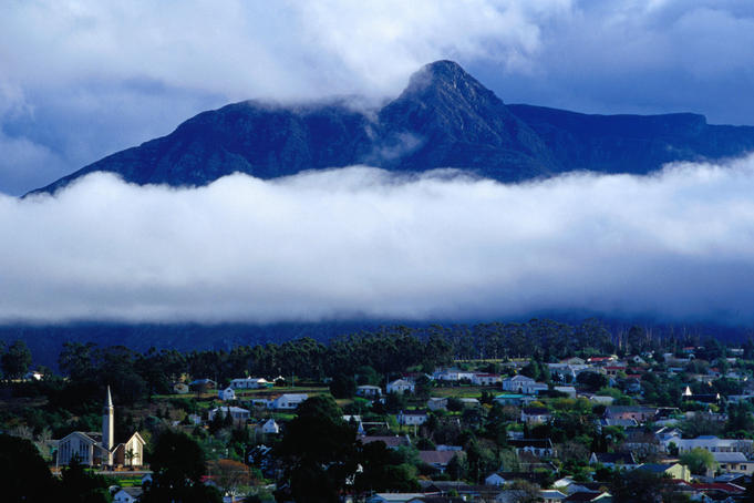 The town of Swellendam and the Langeberg Mountains (or Long Mountains)