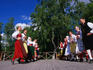 Folk dancers perform at Tingsvallen stage at the Skansen outdoor museum in Stockholm.