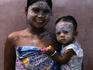 Mother and child wearing powder.