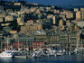 City above port and marina.