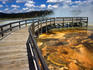 Boardwalk and Bacteria mat, Black Sand Basin in Yellowstone.