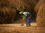 Woman sweeping, Nepal