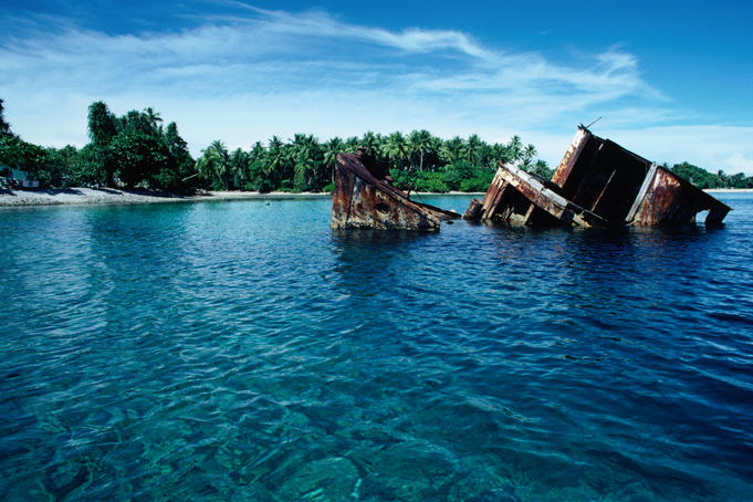 Sunken ship wreck.