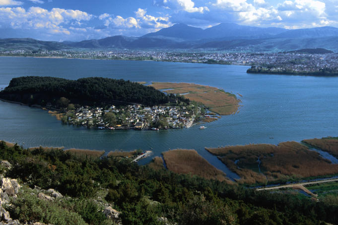 View of the serene car- free island in Lake Pamvotis.