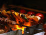 Skewer of lamb and vegetables at Faz Restaurant, Marriott Hotel.