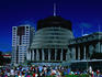 Protest rally in front of the Wellington Parliament building (also known as the 'beehive').