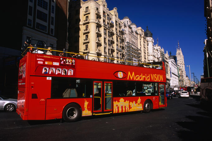 Hop-on and hop-off Madrid Vision Bus.
