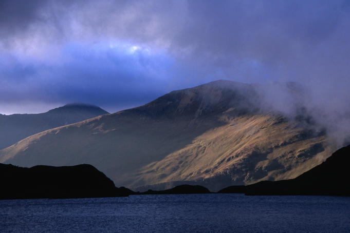 Evening light over Laguna Cautillos in the Cajas National Park.