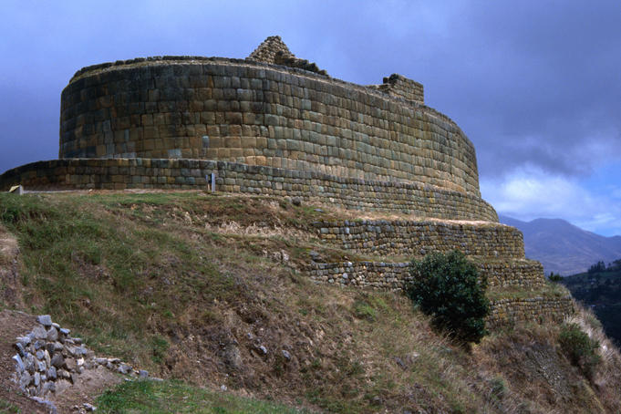 'Temple of the Sun', part of the most important Inca ruins in Ecuador on the Inca Trail to Ingapirca trek.