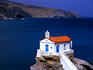 Cyclades Islands.Thalassini church is built on a rock overlooking the old harbour.