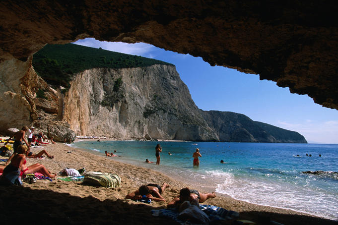 People sunbathing on Kathisma Beach.