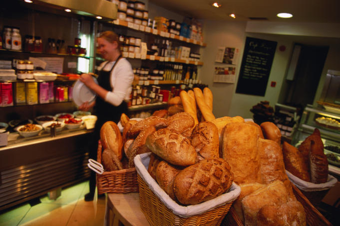 Bread inside cafe.